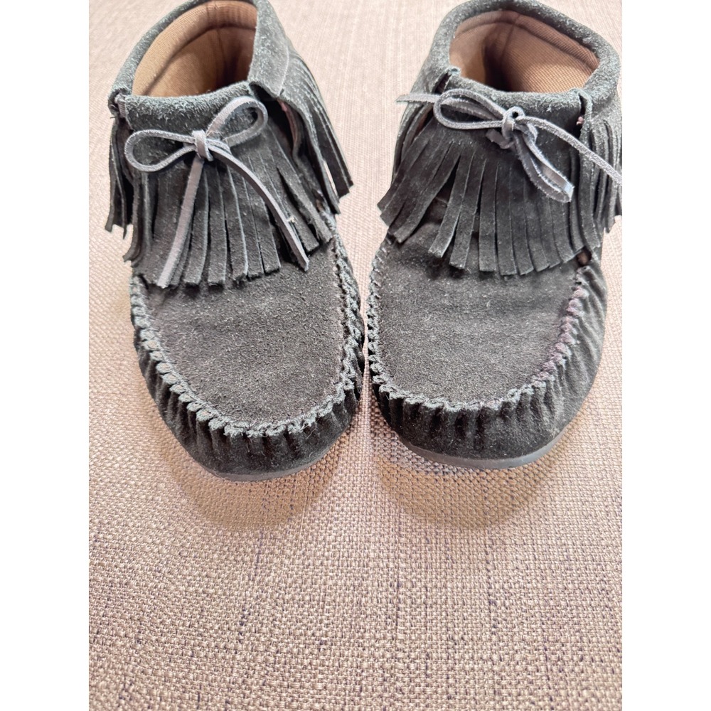 Lamo Womens Black Suede Fringe Moccasin Booties Ankle Boots QLM50001363 US 10